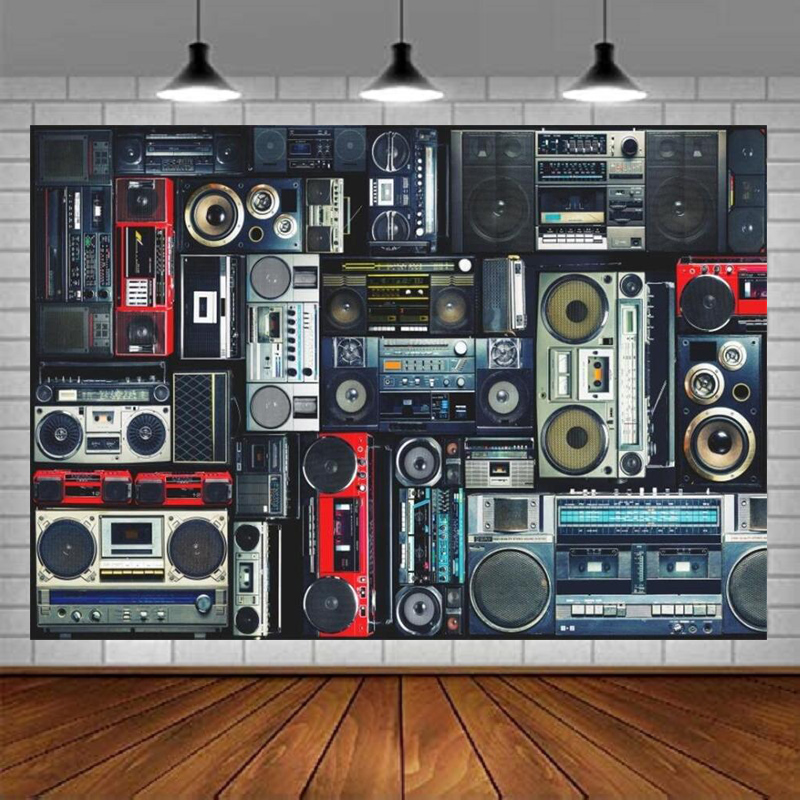 Audio Music Background Free - 라디오 붐박스 사진 배경, 레트로 80년대