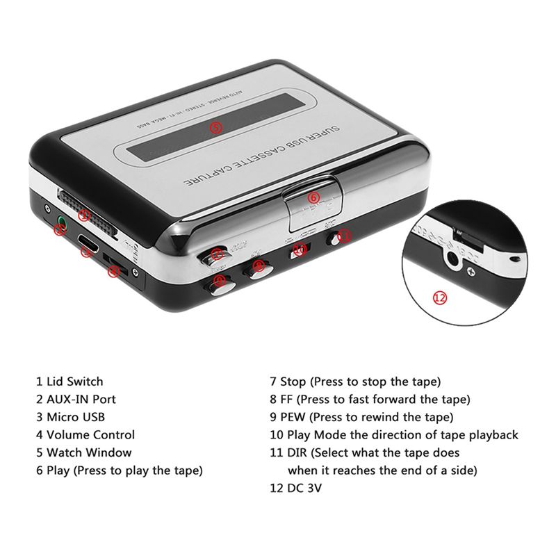M52K-USB 카세트테이프 플레이어 MP3 변환기,  - Audio Music File 리뷰 및 가격